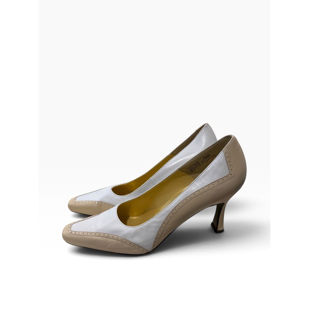 Bellini Vintage 90s Two Tone Leather Pumps Heels CLEVER09 Boho Rustic Earthy 10M
